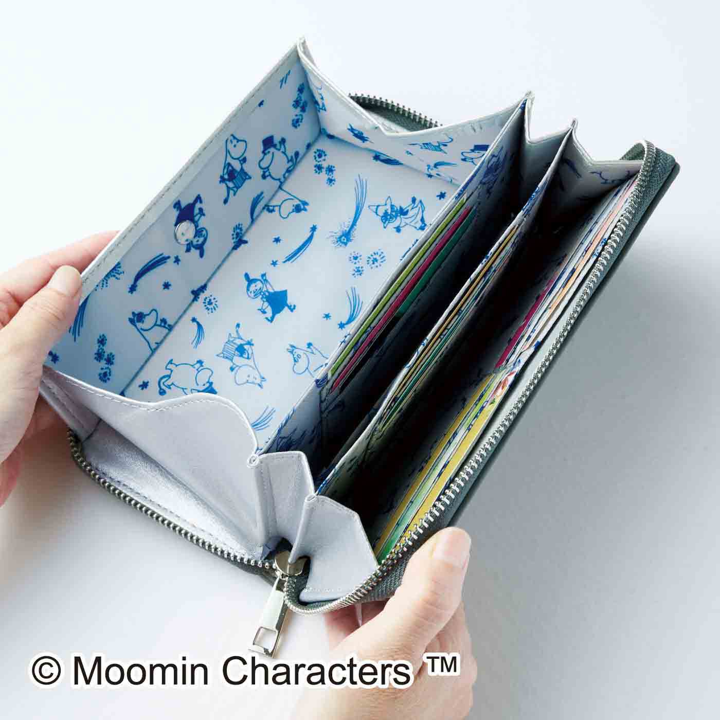 フェリシモの雑貨 Kraso|MOOMIN　ムーミン谷に星降る夜 小銭が見やすい長財布|仕切りにもオープンポケット付き。