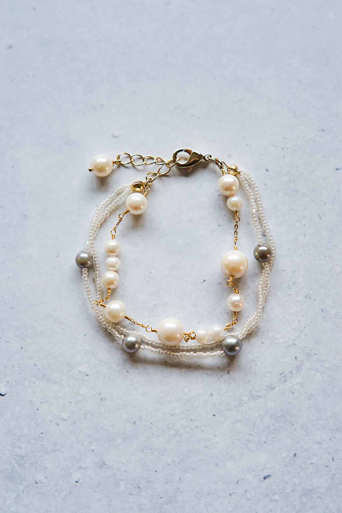 Couturier|自然の造形を愉しむ 日本の海で育った アコヤバロック真珠の会|4回分で豪華なジュエリーに仕立てれば、特別な日にふさわしい輝きに。アレンジ例です。アクセサリーパーツ・ビーズはセットされておりません。