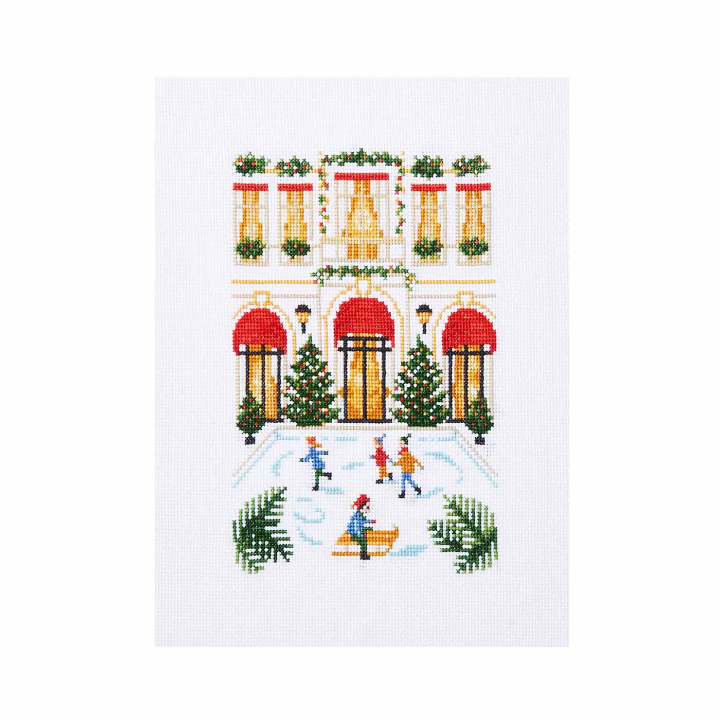 Couturier|アンヌさんが描くフランスの暮らしと四季の風景クロスステッチの会|La Patinoire du palace:ホテルのスケート場