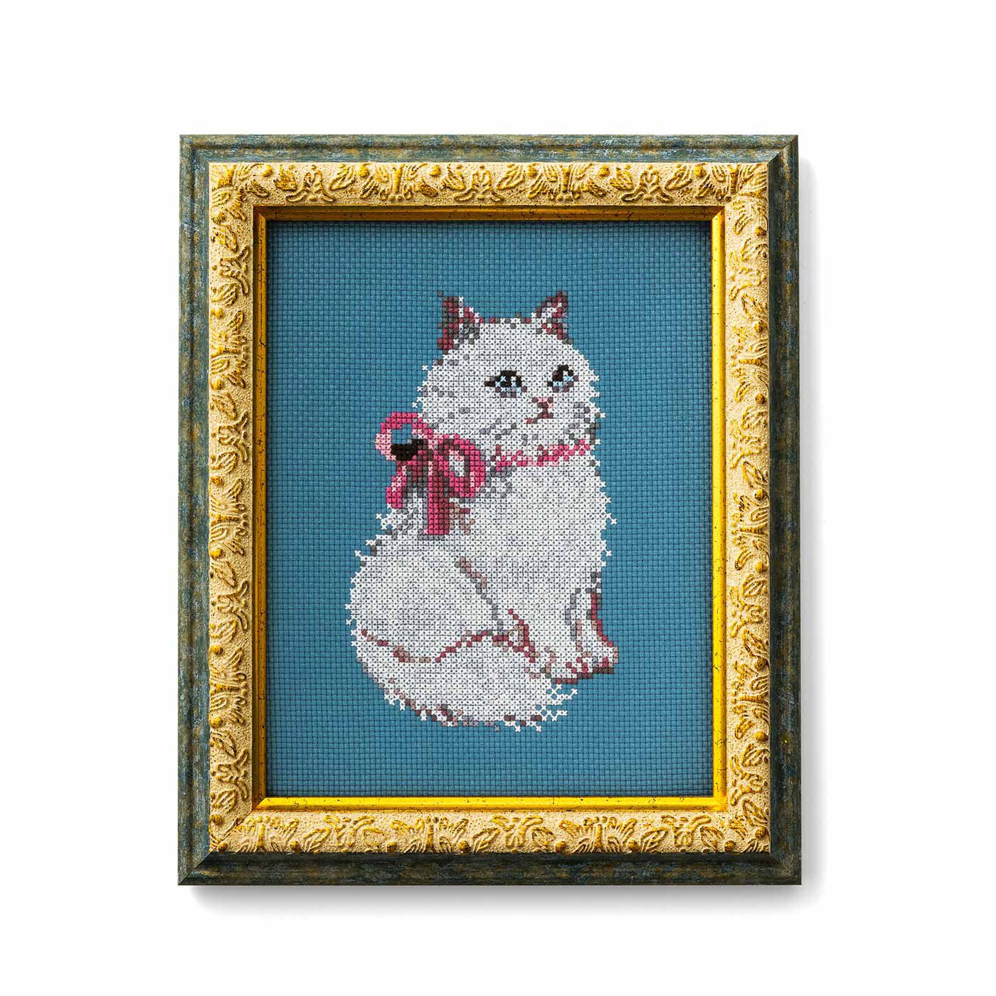 Colorful cat in dark counted cross stitch kits 14 ct, 猫と色