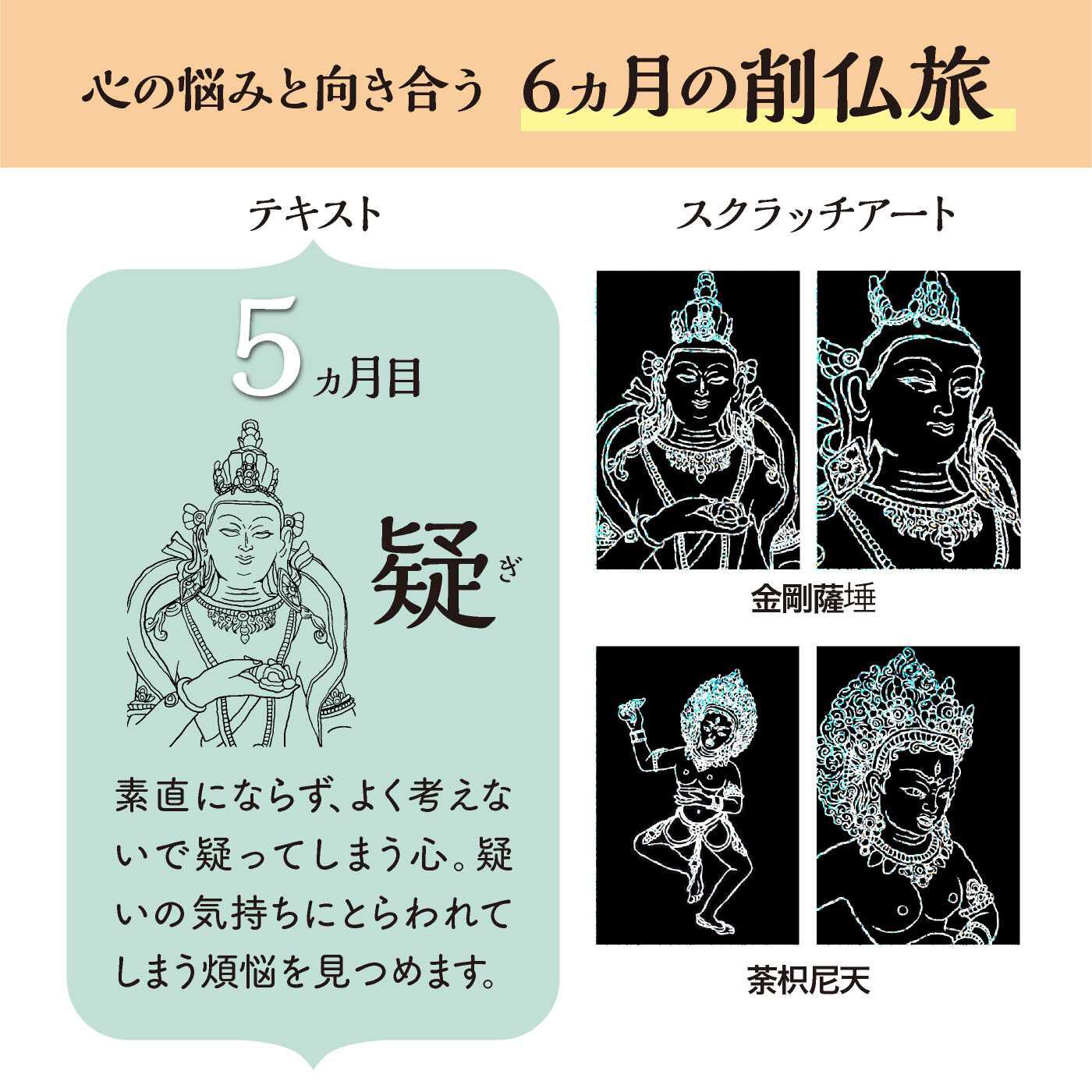 ミニツク|【タイプが選べる】スクラッチアート削仏プログラム|〈5. 疑（ぎ）〉※スクラッチペンは付いていません。市販のスクラッチペンをご用意ください。