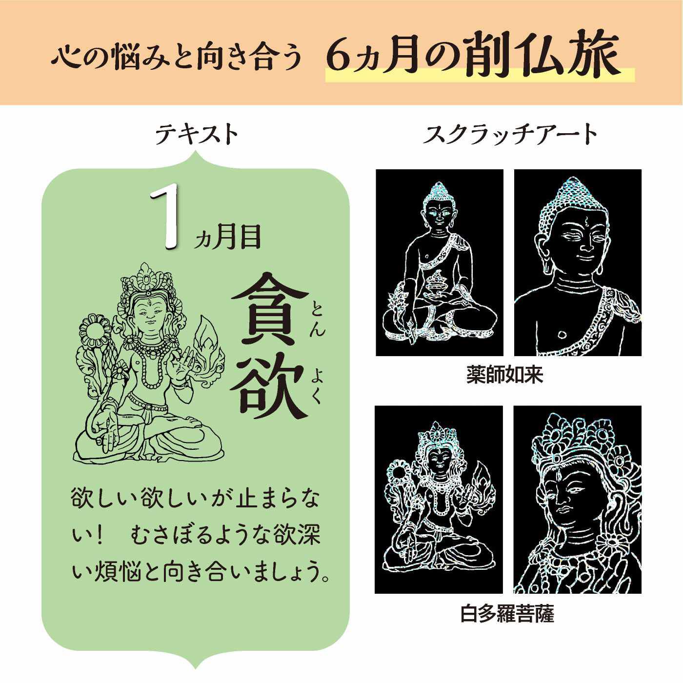 ミニツク|【タイプが選べる】スクラッチアート削仏プログラム|〈1. 貪欲（とんよく）〉