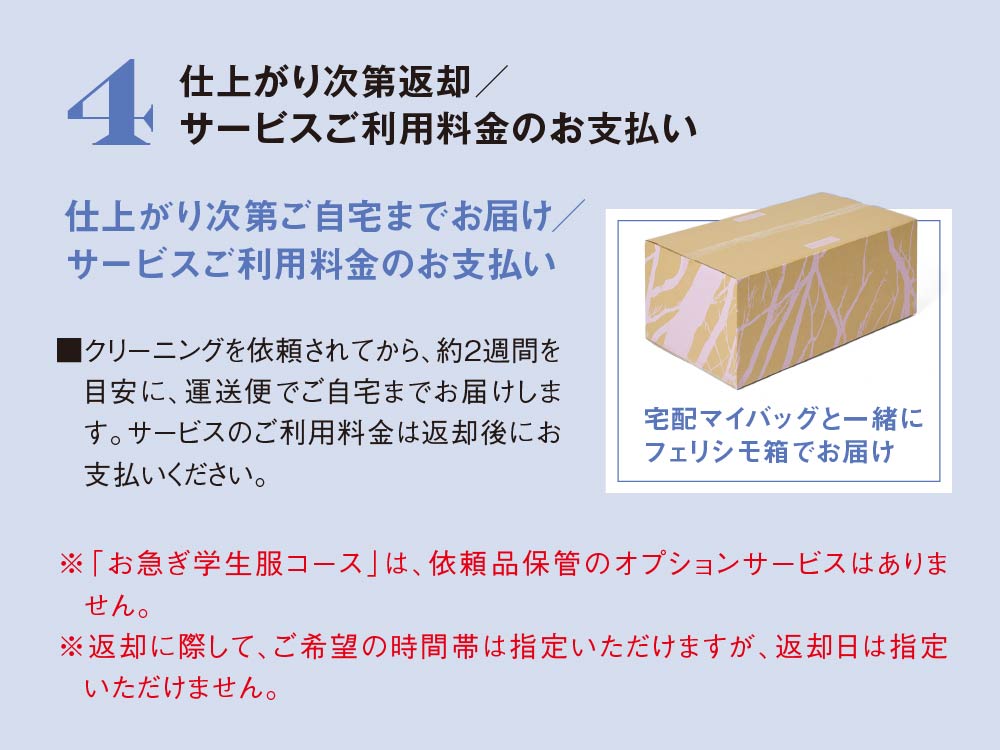 4　仕上がり次第返却／サービスご利用料金のお支払い