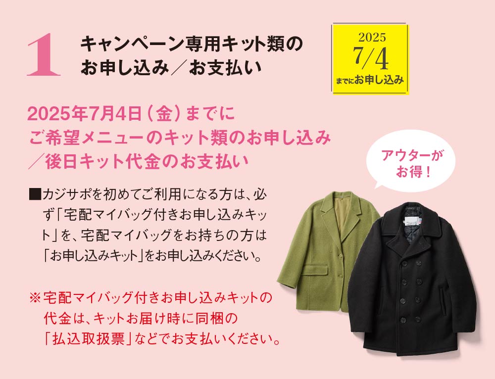 1　キャンペーン専用キット類のお申し込み／お支払い