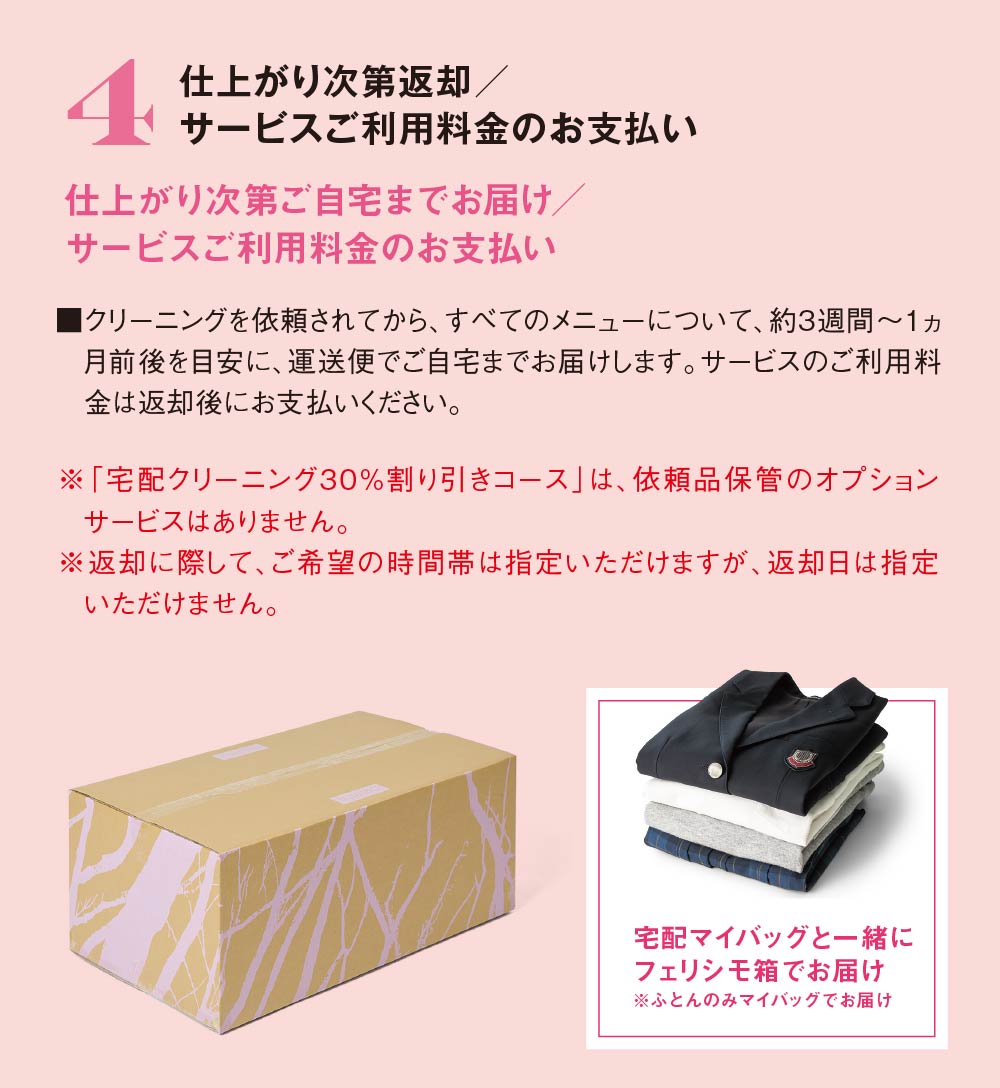 4　仕上がり次第返却／サービスご利用料金のお支払い