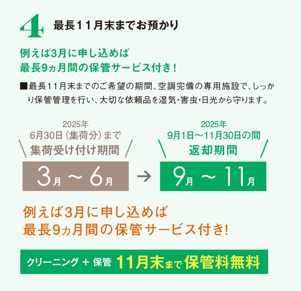 4 最長11月末までお預かり