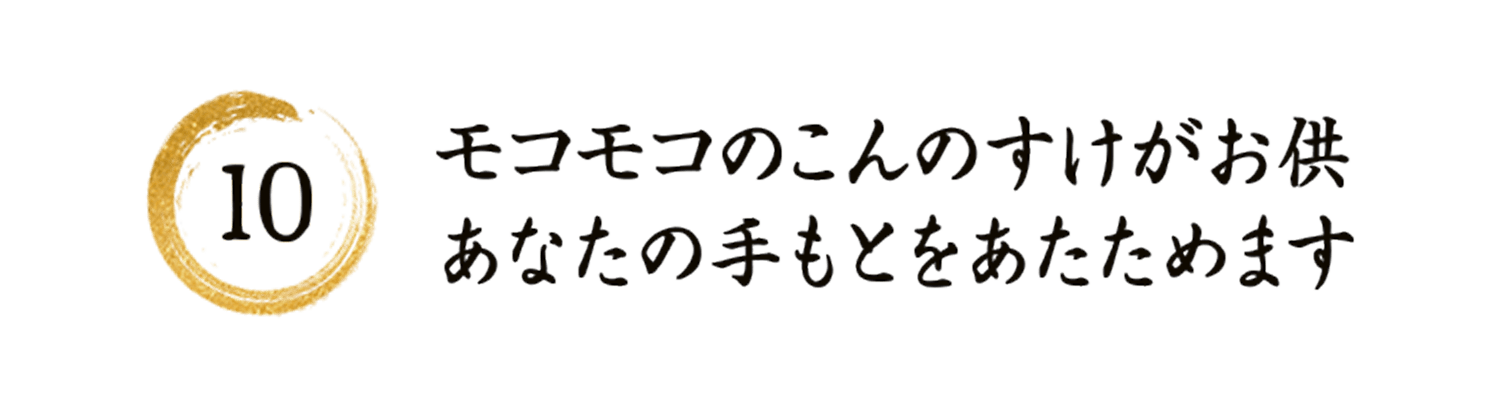 10 モコモコのこんのすけがお供 あなたの手もとをあたためます